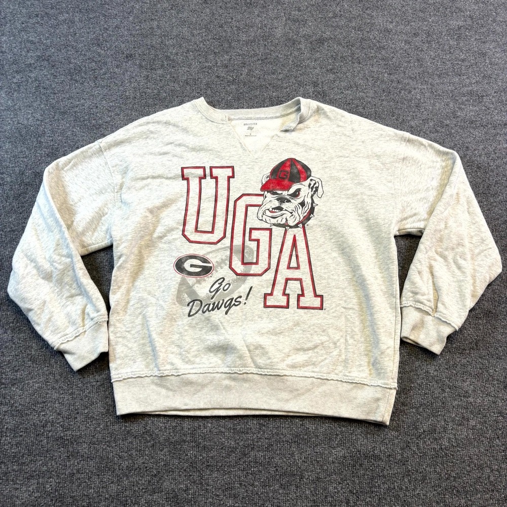 Hollister Blue 84 Georgia Bulldogs Sweatshirt Womens S Gray NCAA Football UGA